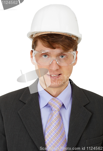 Image of Engineer in protective helmet and goggles