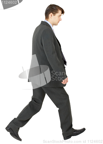 Image of Walking businessman isolated on white background