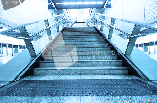 Image of long stair in a train station in hong kong 