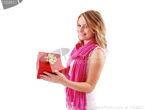 Image of Young woman with a gift