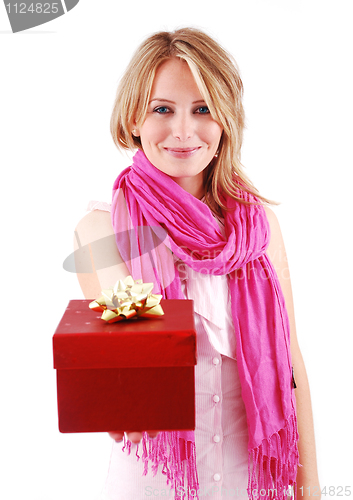 Image of Young woman with a gift