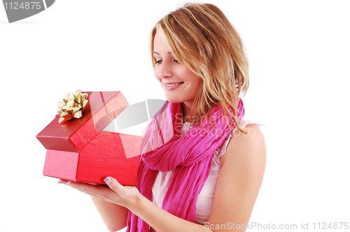 Image of Young woman with a gift