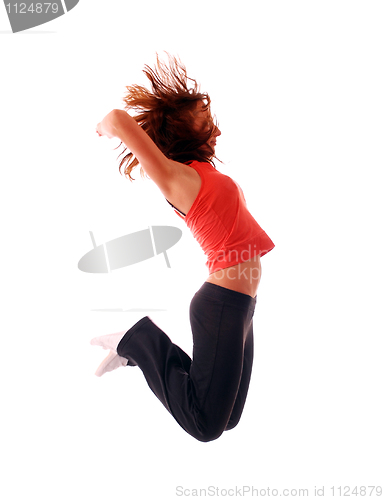 Image of attractive teenage dancing over white background