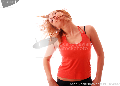 Image of attractive teenage dancing over white background