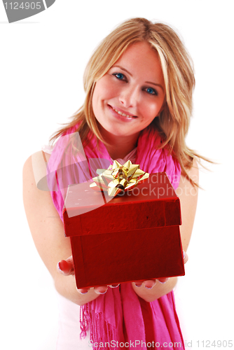 Image of Young woman with a gift