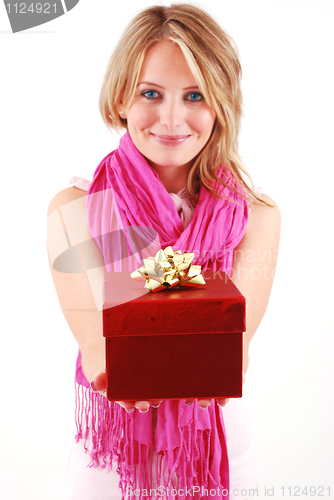 Image of Young woman with a gift