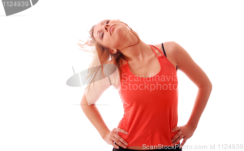 Image of attractive teenage dancing over white background