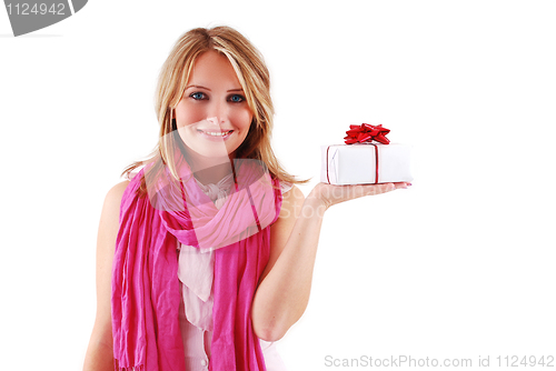 Image of Young woman with a gift