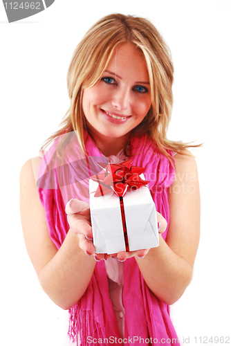 Image of Young woman with a gift