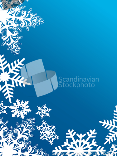 Image of snowflakes on blue 