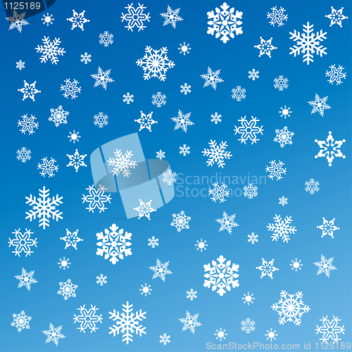 Image of snowflakes on blue background