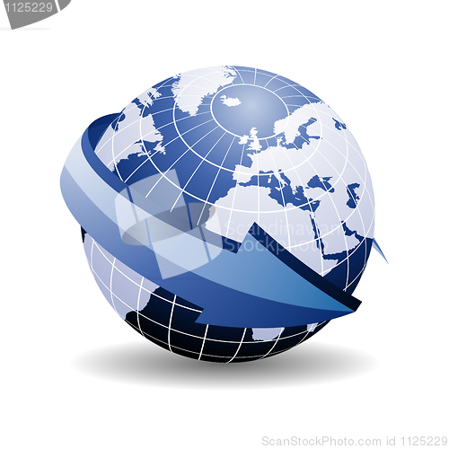Image of Blue earth with arrow