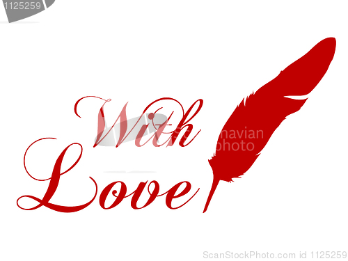 Image of with feather and text