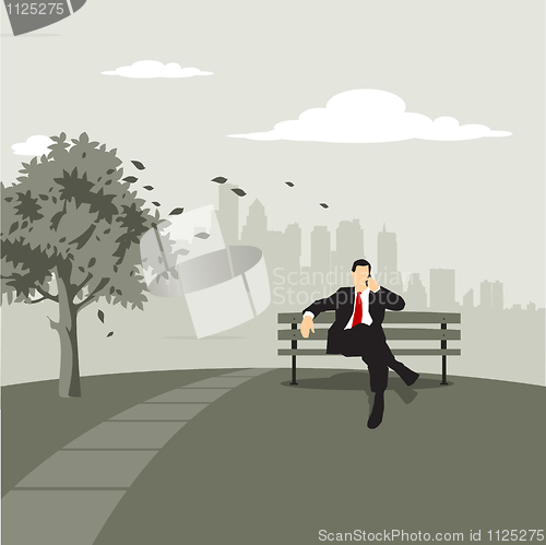 Image of Cityscape with businessman