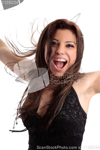 Image of Exuberant excited happy fun woman