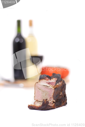 Image of wine and smoked meat 