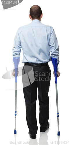 Image of man with crutch