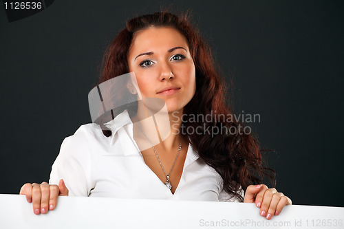 Image of Woman with Banner.