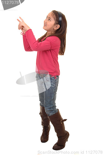 Image of Girl pointing up.