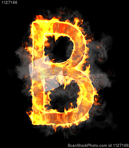 Image of Burning and flame font B letter 