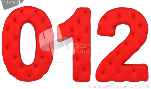 Image of Luxury red leather font 0 1 2 numerals isolated