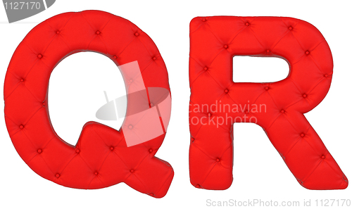Image of Luxury red leather font Q R letters