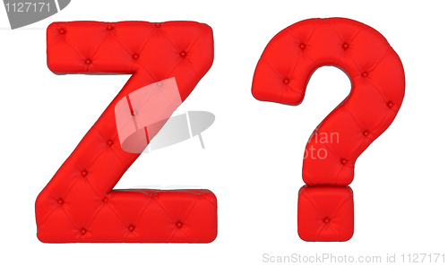 Image of Luxury red leather font Z and query mark