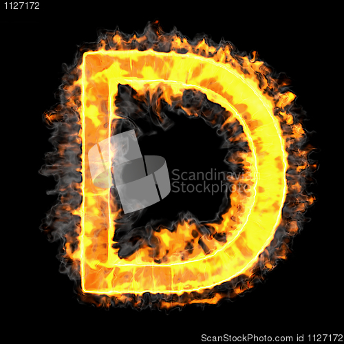 Image of Burning and flame font D letter