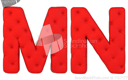 Image of Luxury red leather font N M letters 