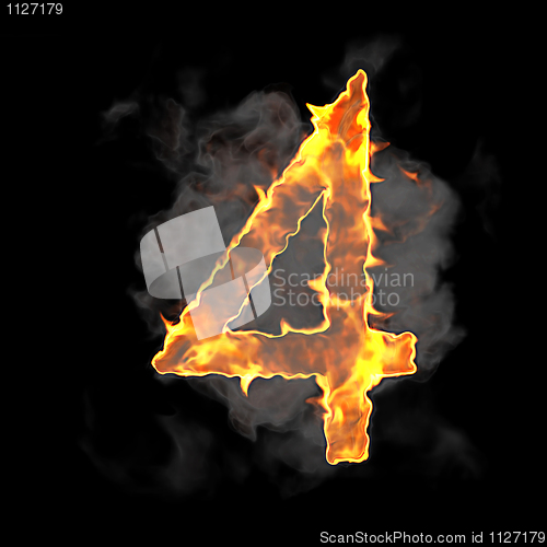 Image of Burning and flame font 4 numeral 