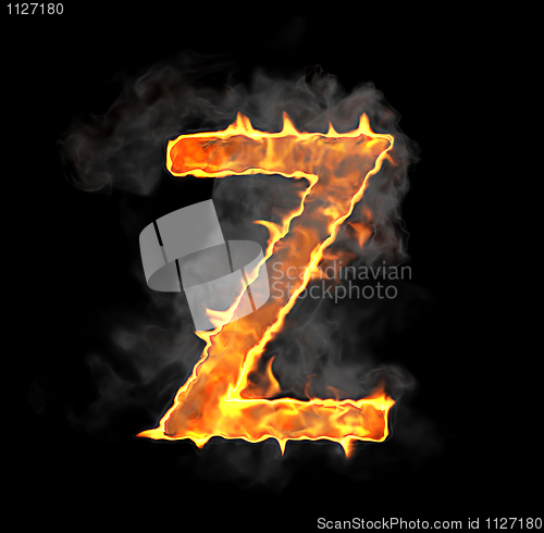 Image of Burning and flame font Z letter