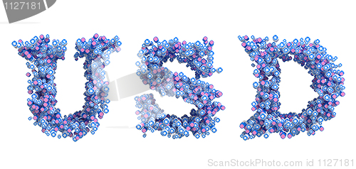 Image of USD word with colorful capital letters