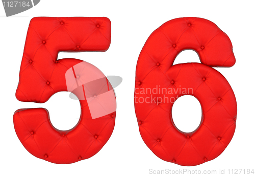 Image of Luxury red leather font 5 6 numerals