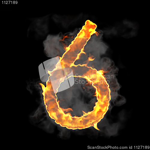 Image of Burning and flame font 6 numeral 