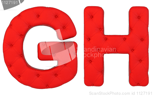 Image of Luxury red leather font G H letters