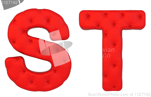 Image of Luxury red leather font S T letters