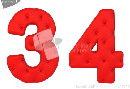 Image of Luxury red leather font 3 4 numerals