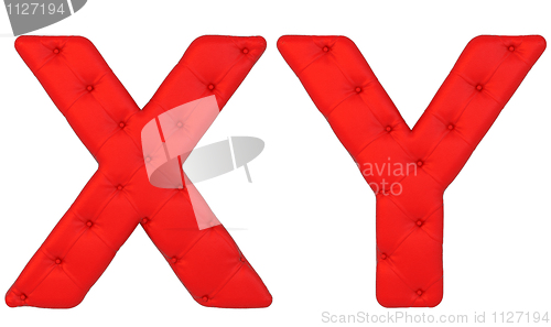 Image of Luxury red leather font X Y letters