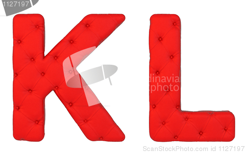 Image of Luxury red leather font K L letters