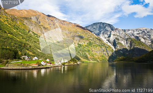Image of Scandinavian landscape: Fjord, mountains