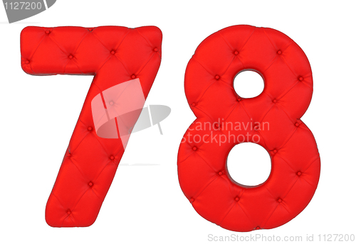 Image of Luxury red leather font 7 8 numerals