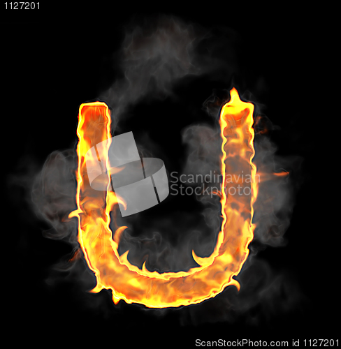 Image of Burning and flame font U letter