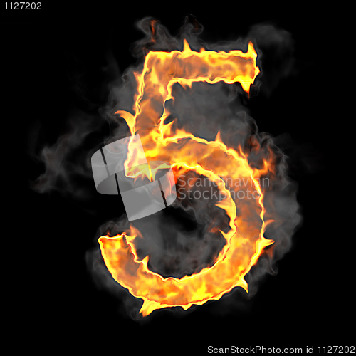 Image of Burning and flame font 5 numeral