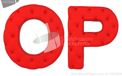 Image of Luxury red leather font O P letters