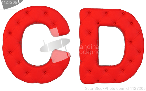 Image of Luxury red leather font C D letters