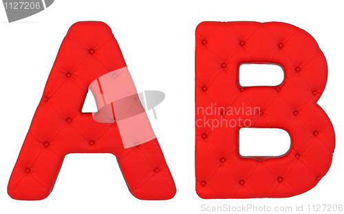 Image of Luxury red leather font A B letters