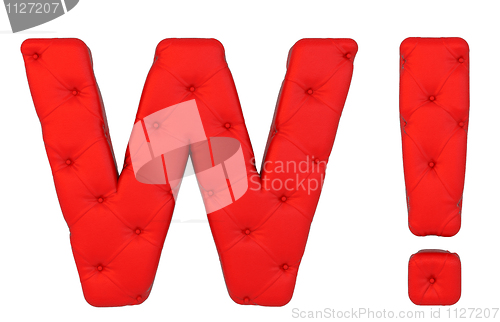 Image of Luxury red leather font W letter and Wow