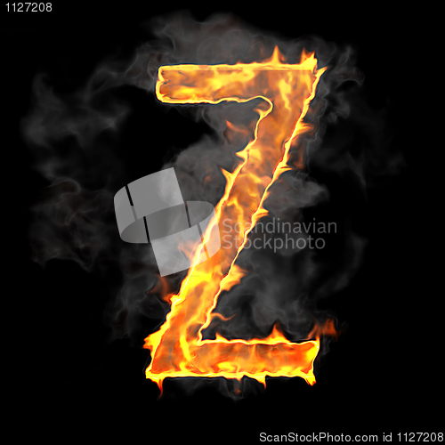 Image of Burning and flame font Z letter 
