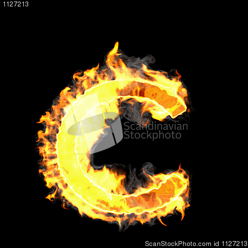 Image of Burning and flame font C letter