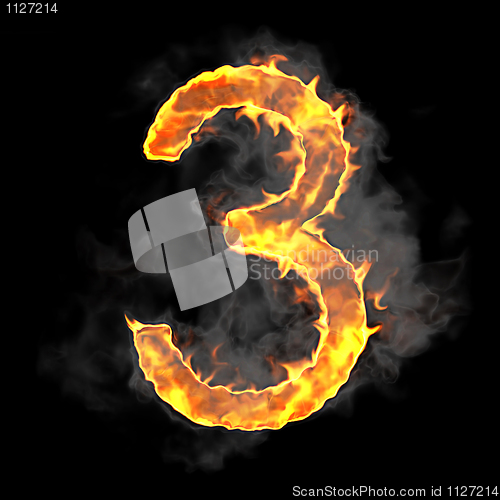 Image of Burning and flame font 3 numeral 